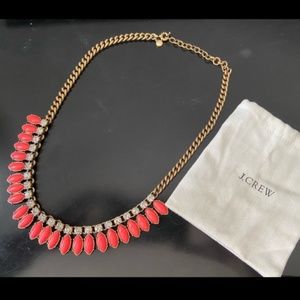J.Crew Coral and Rhinestone Statement Necklace